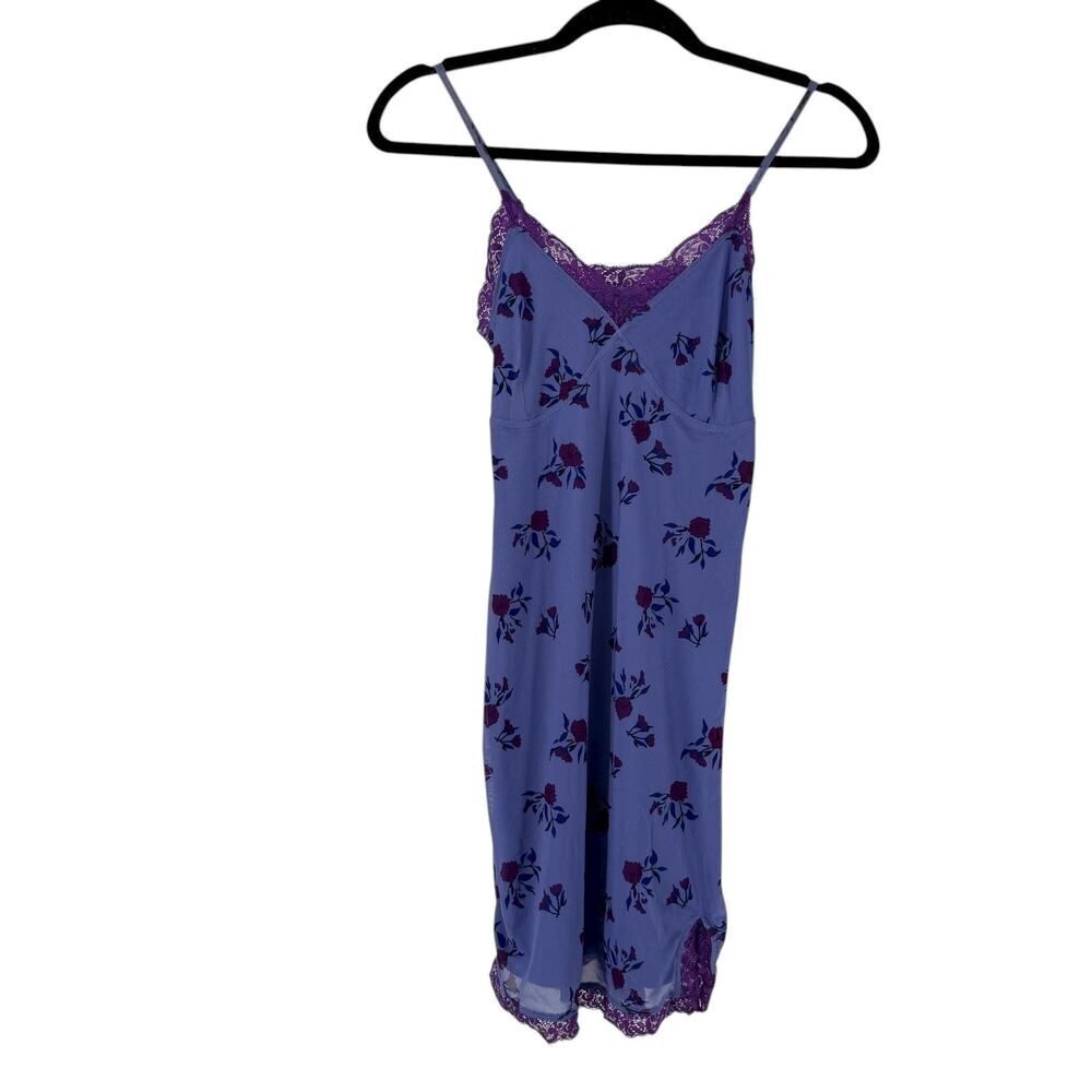 Wild Fable Slip Dress Purple Size XS Floral Lace Trim Spaghetti Strap Mini Dress